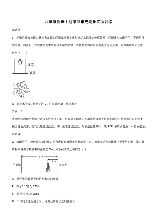 八年级物理上册第四章光现象专项训练(带答案)