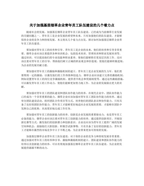 关于加强基层烟草企业青年员工队伍建设的几个着力点