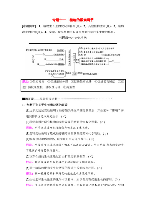 2018版高考生物二轮板块三 专题十一 植物的激素调节 Word版含解析