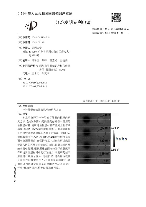 一种阻变存储器的机理的研究方法[发明专利]