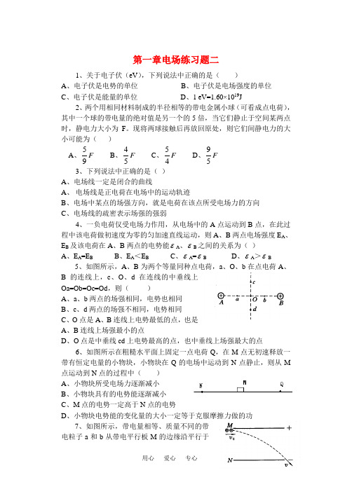 高中物理 第一章电场练习题一 新人教版选修3.doc