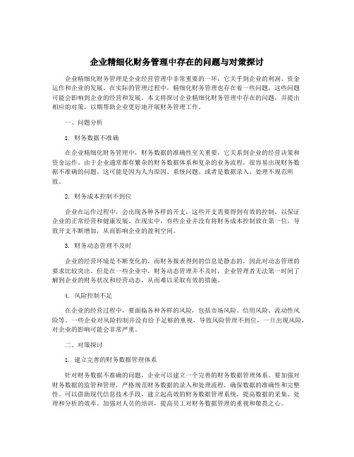 企业精细化财务管理中存在的问题与对策探讨