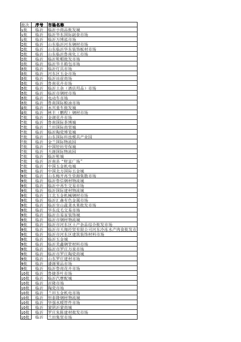临沂批发零售类市场汇总