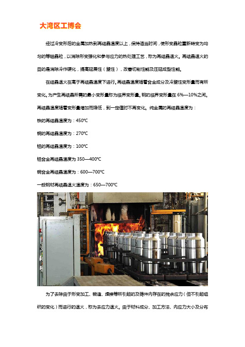 热处理加工再结晶退火和消除应力退火