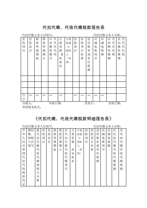 代扣代缴、代收代缴税款报告表及明细表