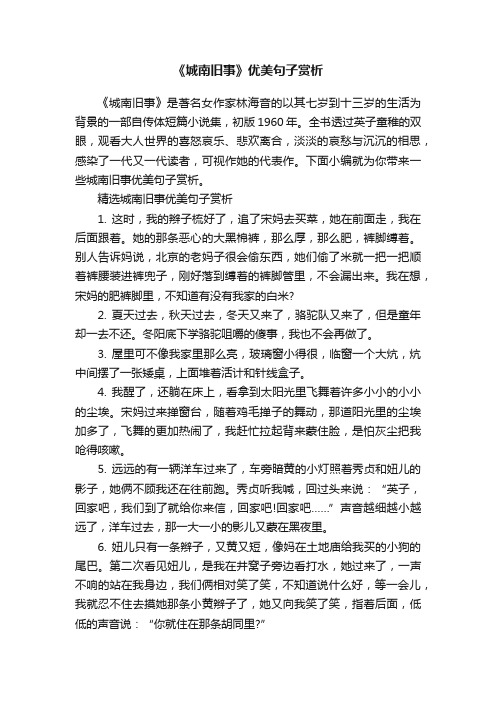 《城南旧事》优美句子赏析