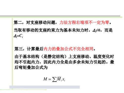 用力法计算超静定结构在支座移动和温变化时的内力