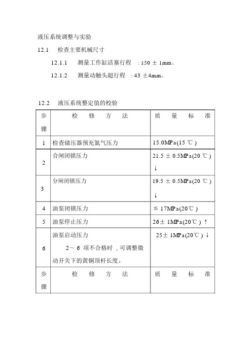 液压系统调整与实验