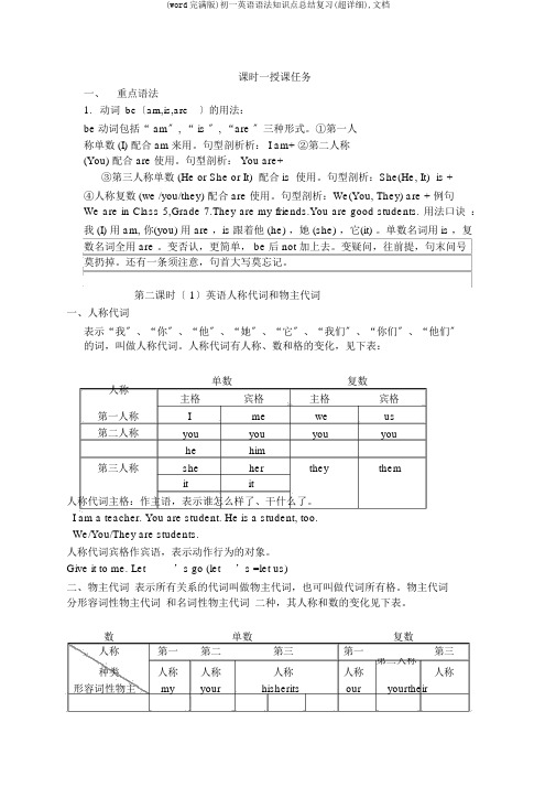 (word完整版)初一英语语法知识点总结复习(超详细),文档