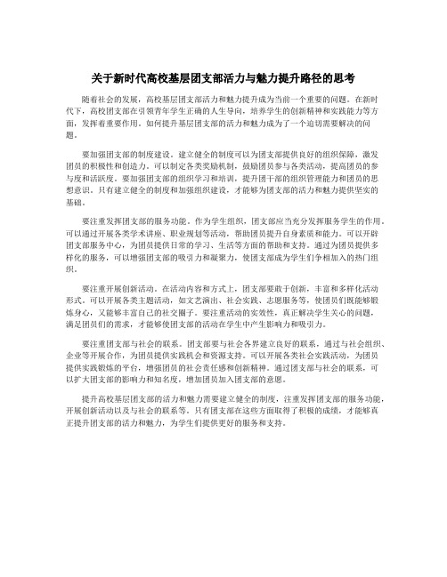 关于新时代高校基层团支部活力与魅力提升路径的思考