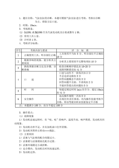 气缸拉缸的诊断