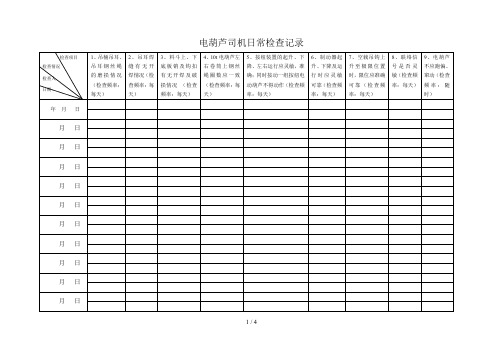 龙门吊日常及周检查记录表