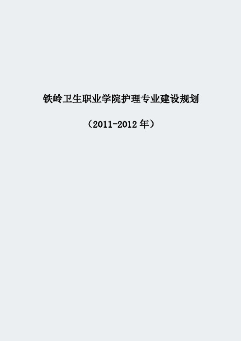 辽宁高职学校-铁岭卫生职业学院护理专业建设规划-专业建设方案