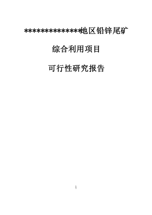 【强烈推荐】铅锌尾矿综合利用项目可研报告