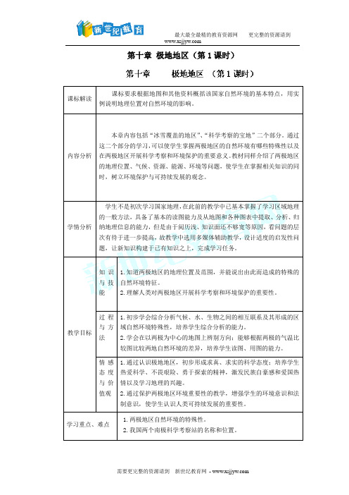 人教版地理   七年级下册    第十章  极地地区      教案+学案+课件+练习(共9份)-1