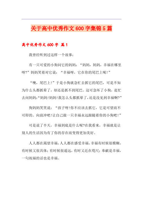 关于高中优秀作文600字集锦5篇