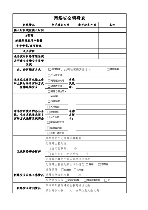 网络安全调研表