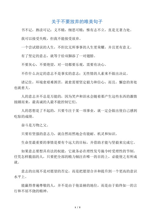 关于不要放弃的唯美句子