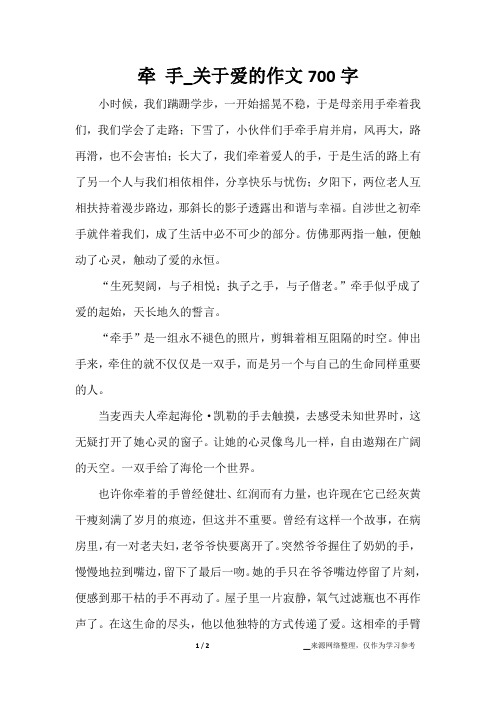 牵 手_关于爱的作文700字