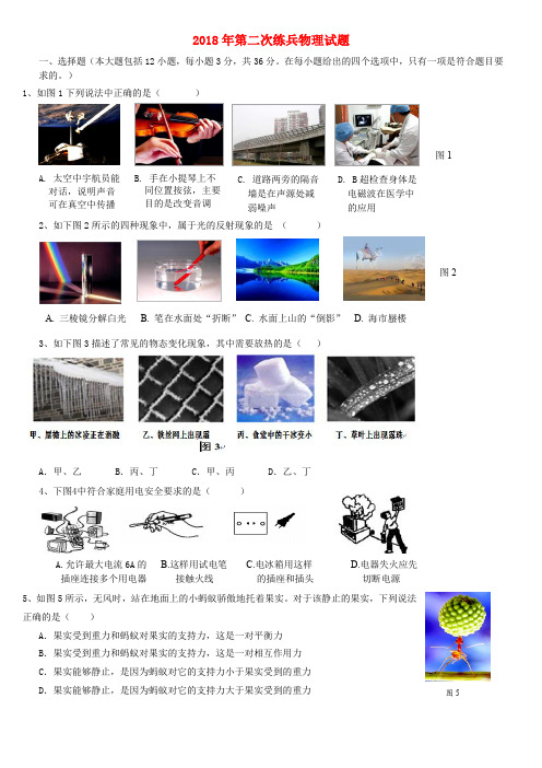 山东省德州市齐河县2018届九年级物理第二次模拟考试试题