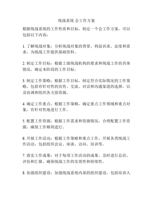 统战系统 会工作方案