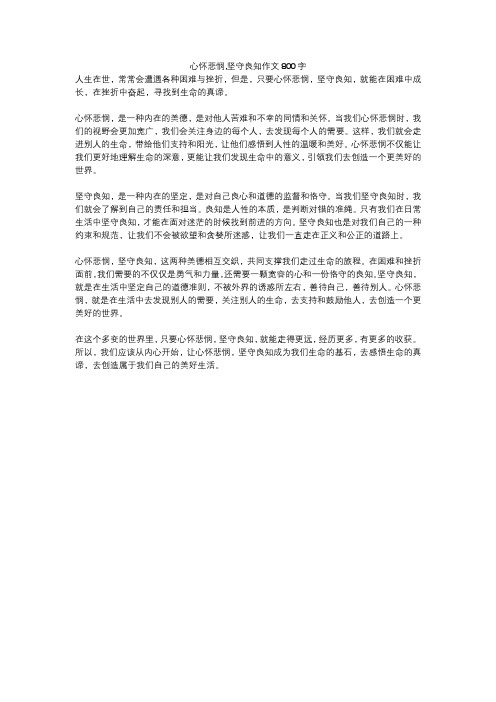 心怀悲悯,坚守良知作文800字