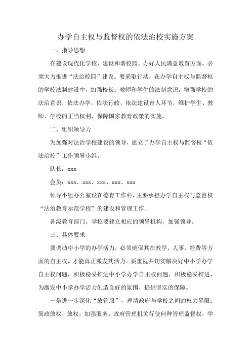 依法治校实施方案之办学自主权与监督权