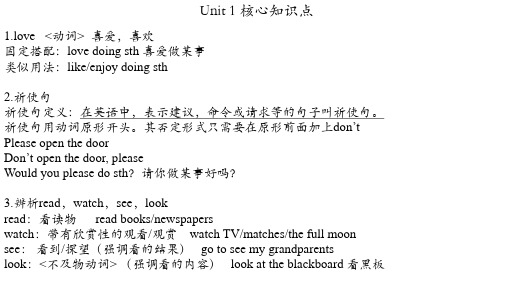 Unit1Unit4核心知识点课件牛津译林版英语七年级上册