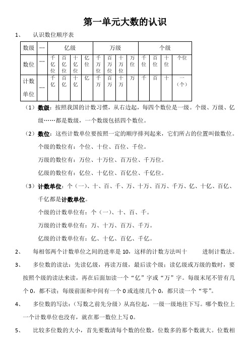 四年级上数学第一单元大数的认识