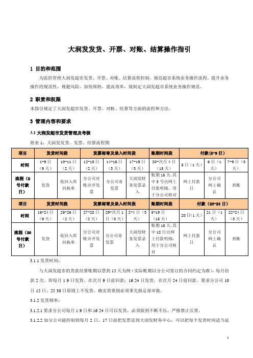 (完整word版)大润发发货、发票、对帐、结算操作指引