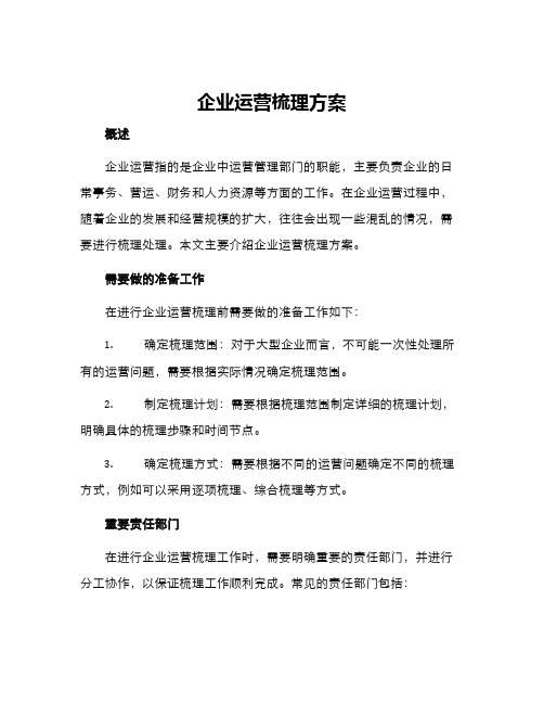 企业运营梳理方案