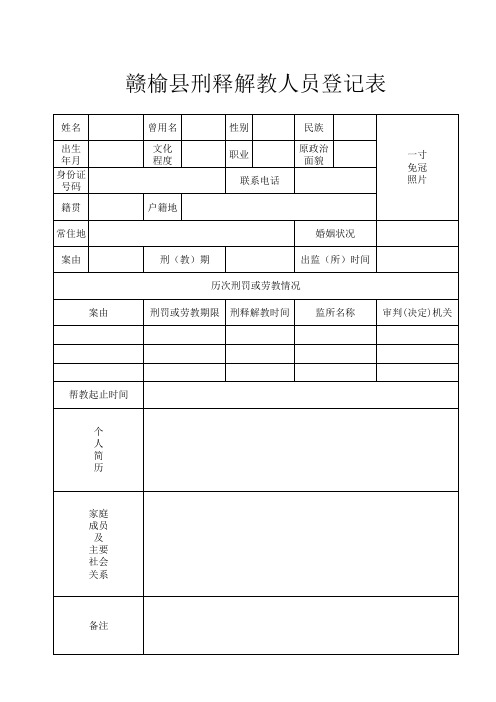 刑释解教人员登记表