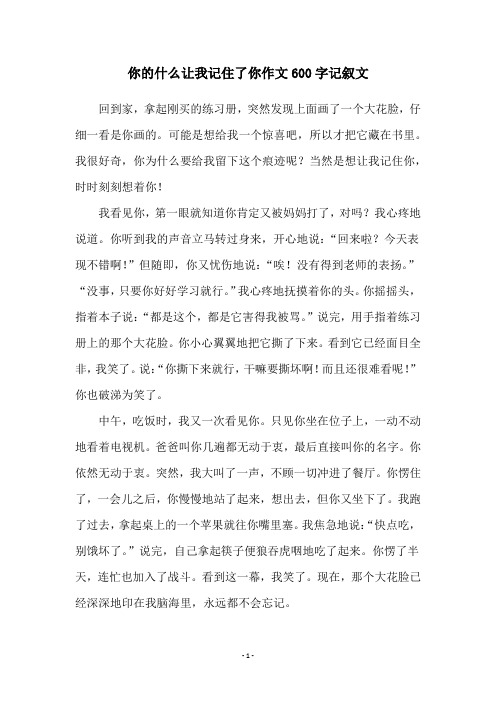 你的什么让我记住了你作文600字记叙文