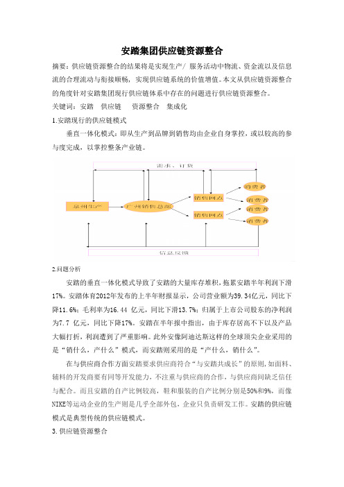 供应链管理结课论文——安踏集团供应链资源整合