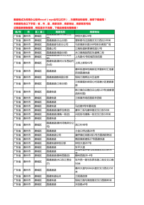 新版广东省惠州市惠城区圆通快递工商企业公司名录名单黄页大全33家
