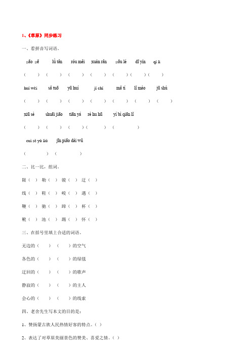 2016-2017年人教版小学五年级语文下册人教版小学语文五年级下册同步练习41页试题试卷