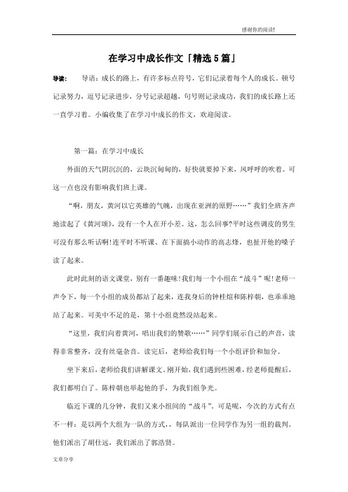 在学习中成长作文「精选5篇」