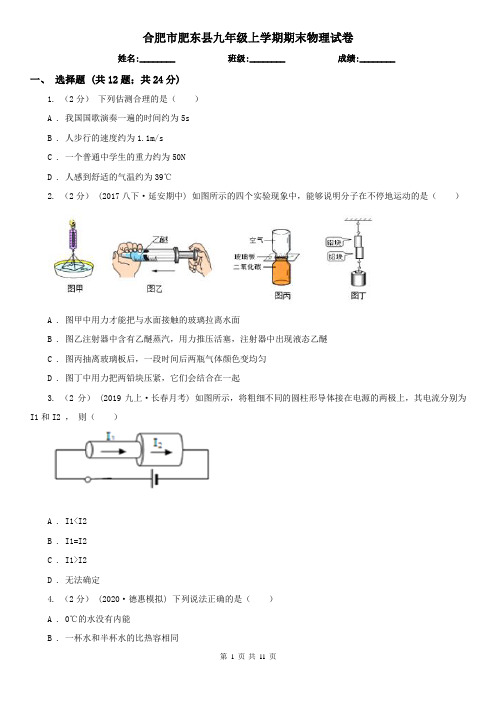 合肥市肥东县九年级上学期期末物理试卷