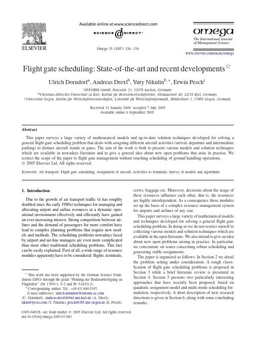 Flight gate scheduling State-of-the-art and recent developments