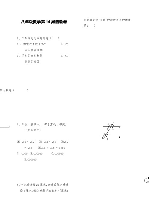 北师大版八年级上数学第14周测验题