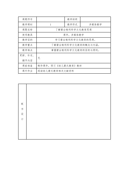 幼儿蒙氏教育-一体化教案-了解蒙台梭利科学文化教育思想