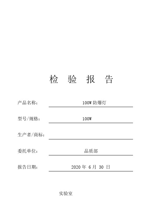 100W防爆灯检验报告