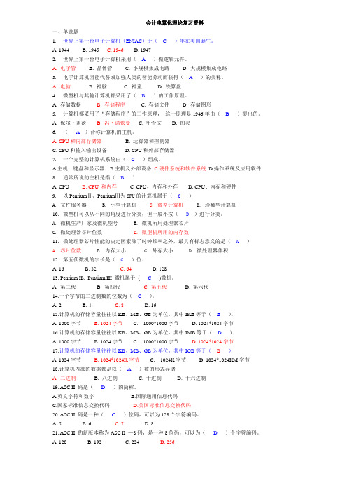 会计电算化理论复习资料