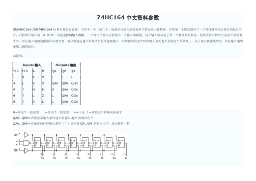 74HC164中文资料参数