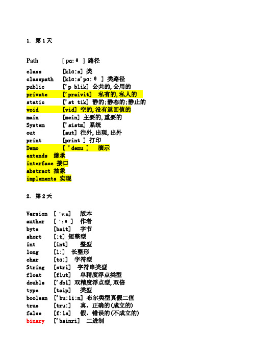 Java基础必会单词