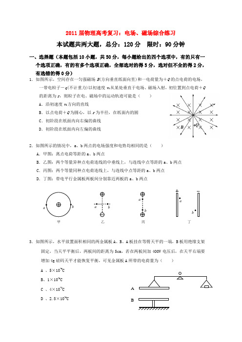 高考物理复习：电场、磁场综合练习