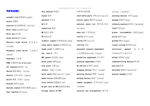 汽车制造专业英语词汇大全(4000词条)