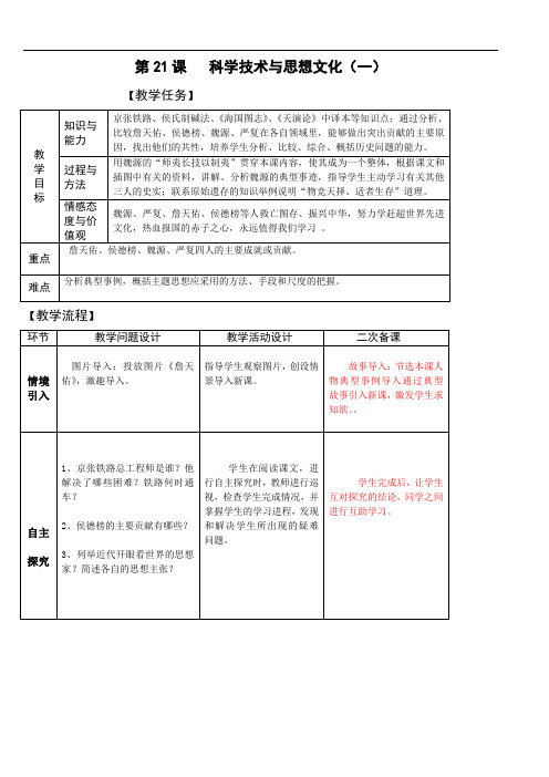 第21课  科学技术与思想文化(一)  教案01