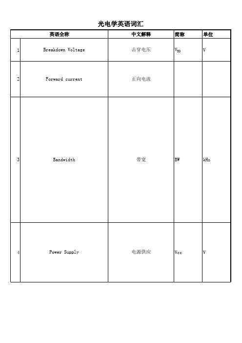 光电专业英语词汇