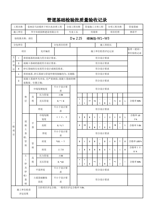 管道基础检验批质量验收记录